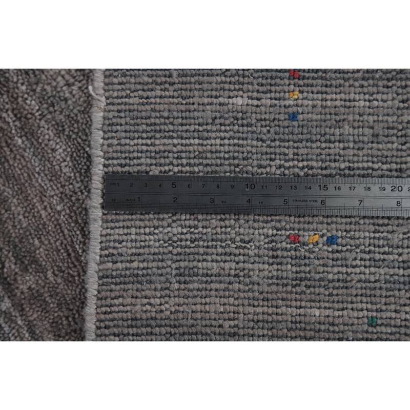 Hand Knotted Oriental 100% Wool Carpet Tribal Tribal Greys & Charcoal Gabbeh Area Rug - 9' 11'' X 8' 2''