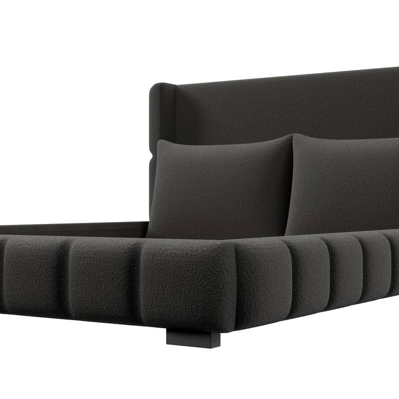 Upholstered Platform Bed with 2 Cushioned Pillows by Harper&Bright Designs