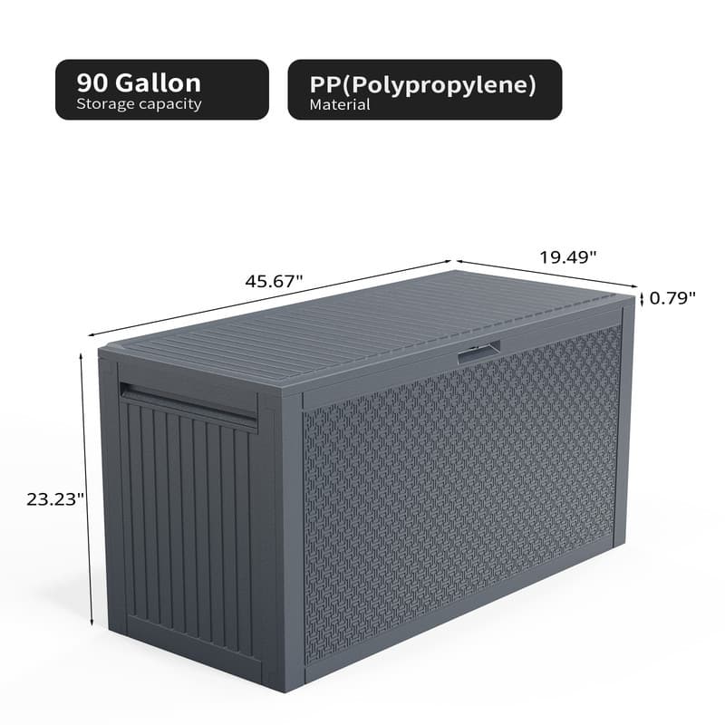 90 Gallons Lockable Deck Box Outdoor Indoor Storage