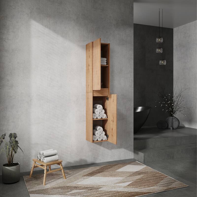 Featured Wooden Side Cabinet Medicine Cabinet with Shelf, Wall Mounted Toilet Paper Cabinet with 2 Doors