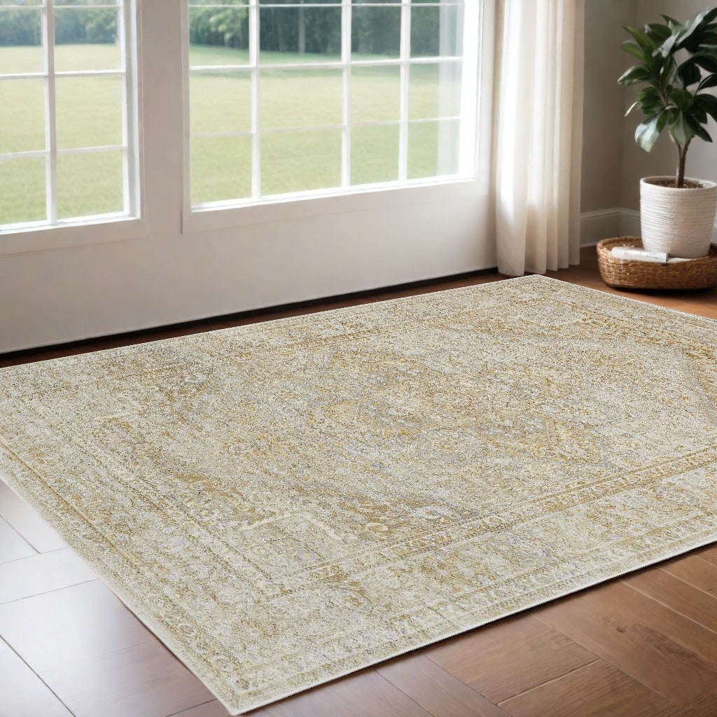 Suqu Floral Stain Resistant Area Rug By HomeRoots - 2' x 3'