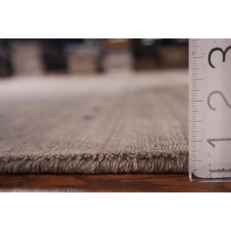 Striped Brown Gabbeh Oriental Area Rug Hand-Knotted Wool Carpet - 8'2" X 9'2"