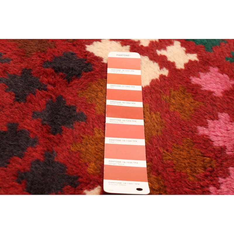 ECARPETGALLERY Hand-knotted Afghan Dark Red Wool Rug - 5'9 x 8'5