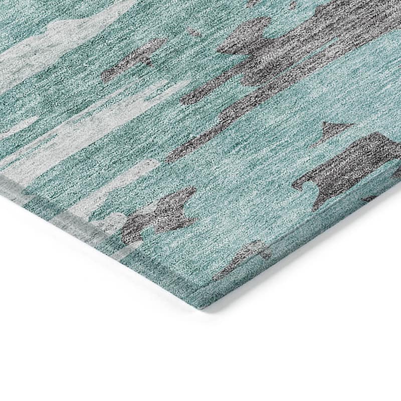 HomeRoots Abstract Transitional Rectangle Outdoor Rug