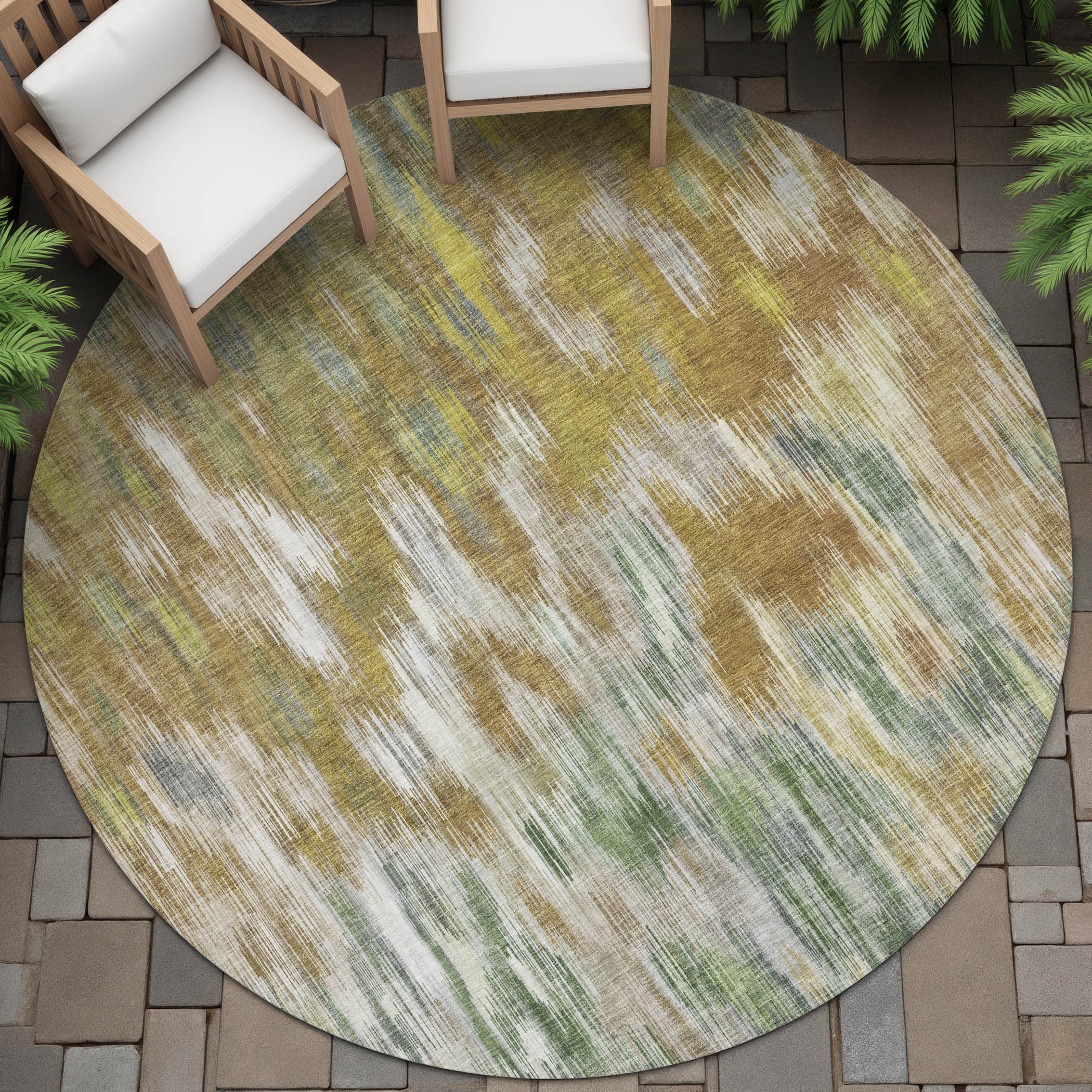 Machine Washable Indoor/Outdoor Modern Watercolor Chantille Rug