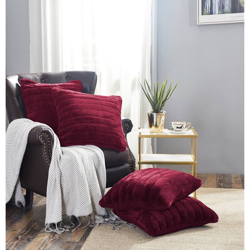 Supermink Soft Solid Throw Pillow Covers Set of 4, NO INSERT - Tawny Port