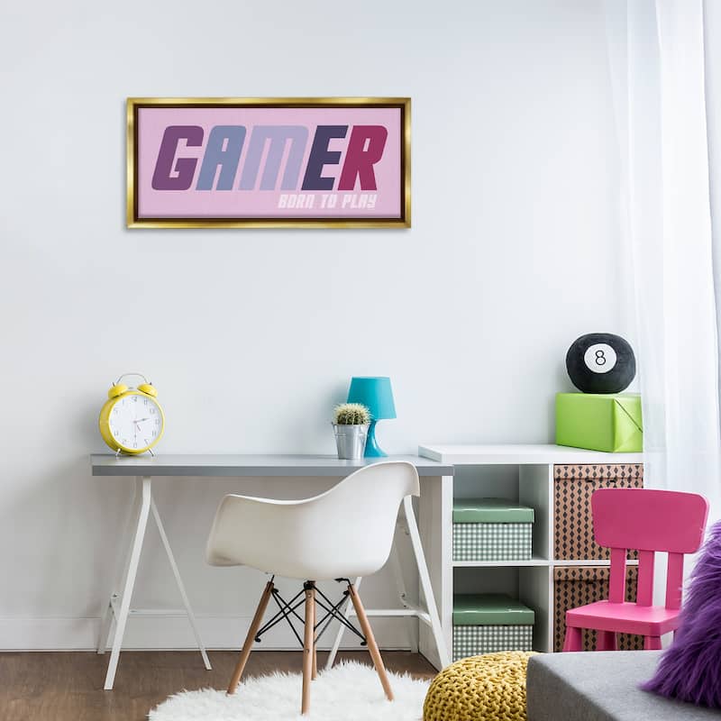Stupell Gamer Born To Play Framed Floater Canvas Wall Art Design By Yass Naffas Designs