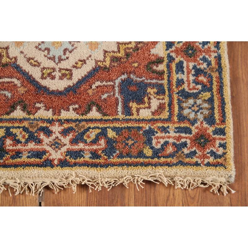 Geometric Heriz Serapi Indian Accent Rug Handmade Foyer Wool Carpet - 2'0"x 3'0"