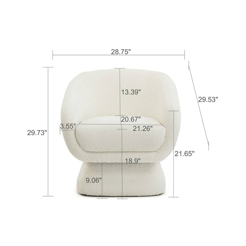 Comfy Boucle Upholstered Leisure Armchair, Square Accent Chair with Solid Wood Frame, Ergonomic Reading Sofa Chair