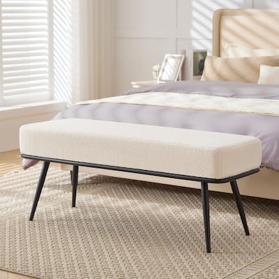 Fabric Upholstered Entryway Storage Bench, Bedroom Bench - 43.3"L x 16.54"W x 18.9"H
