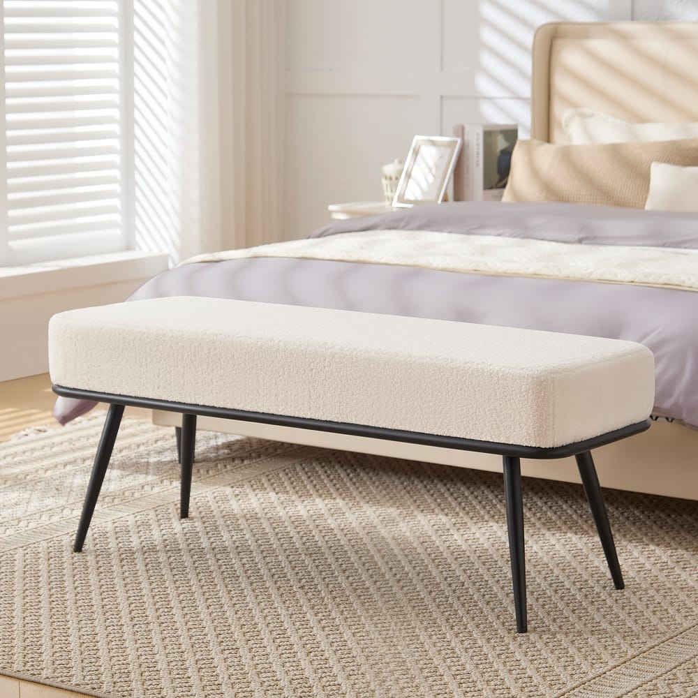 Fabric Upholstered Entryway Storage Bench, Bedroom Bench - 43.3"L x 16.54"W x 18.9"H