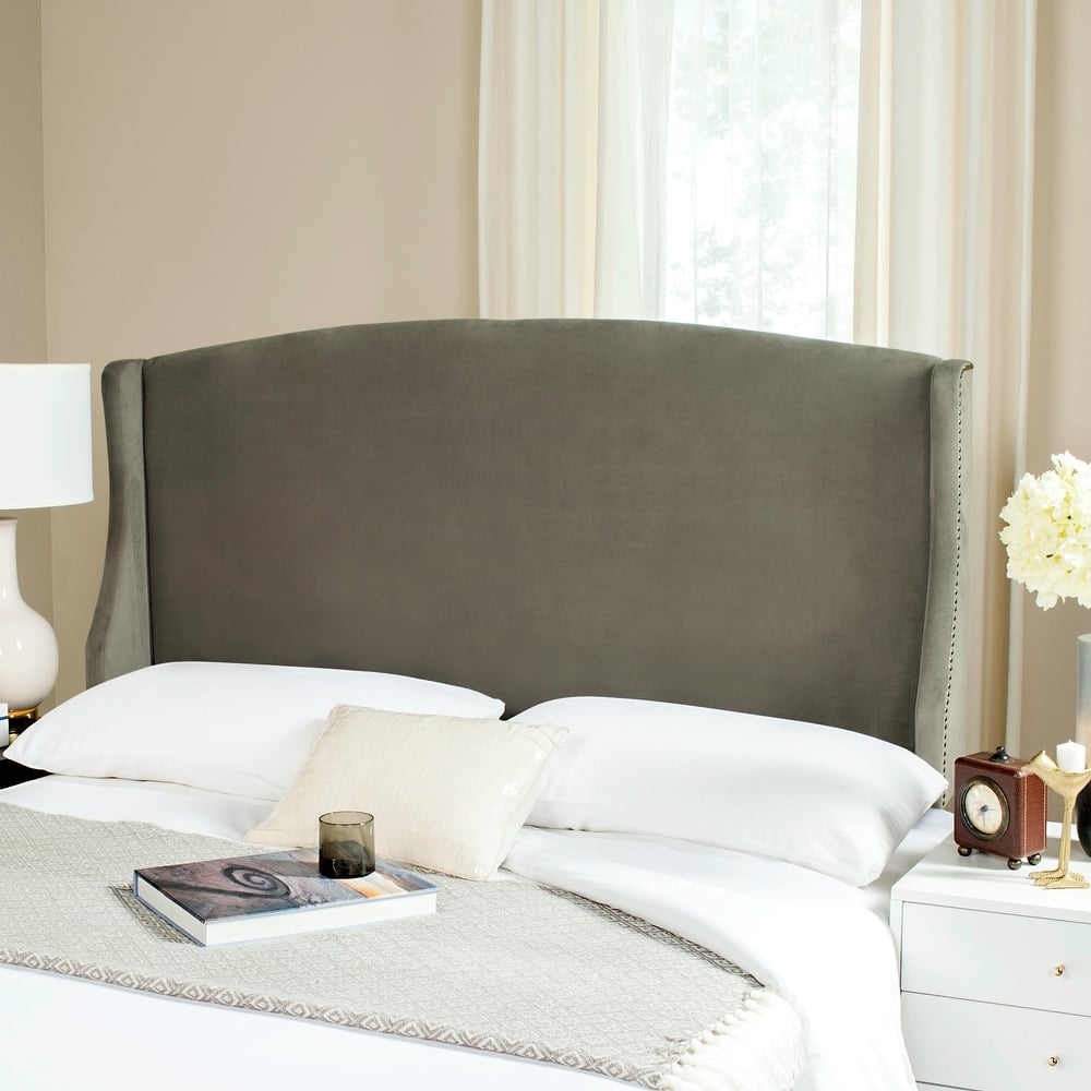 SAFAVIEH Zafirka Grey Wingback Linen Headboard (Twin)
