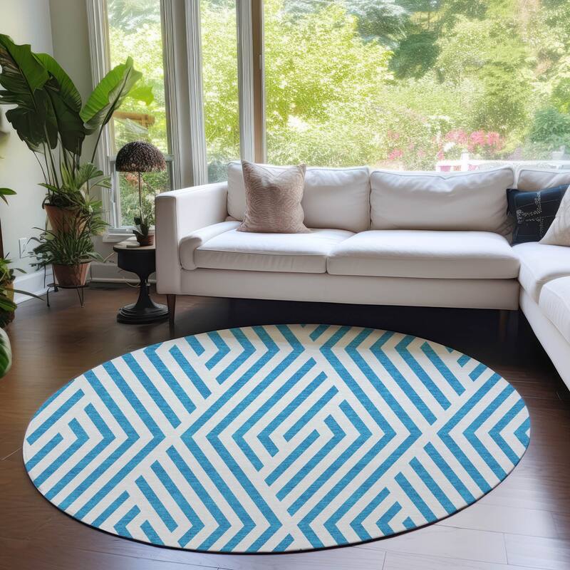 Lava Abstract Shapes Weather Resistant Blended Style Outdoor Rug