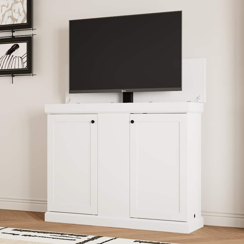 Electric Lift TV Cabinet with Remote Control Fits 50 Inch TVs Modern Media Console