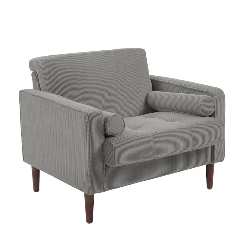Evalina 34" W Modern Upholstered Corduroy Square Tufted Club Chair