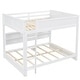 preview thumbnail 7 of 26, Solid Wood Bunk Bed with Bookcase and USB Ports, Queen Over Queen Bunk Bedframe with Storage Shelves and Ladder