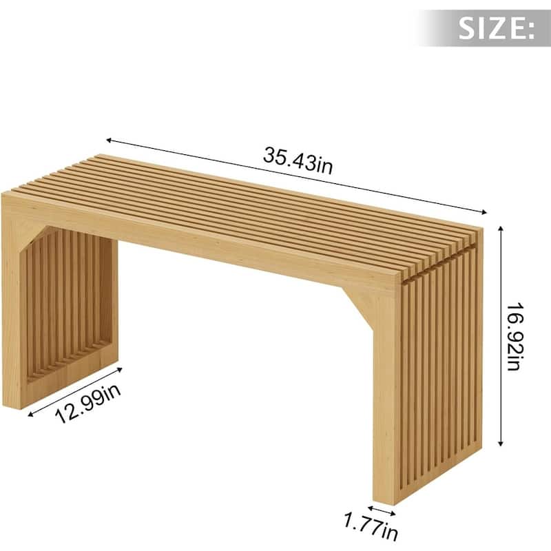 35" Solid Wood Bench Nature for Entryway,Living Room,Kitchen