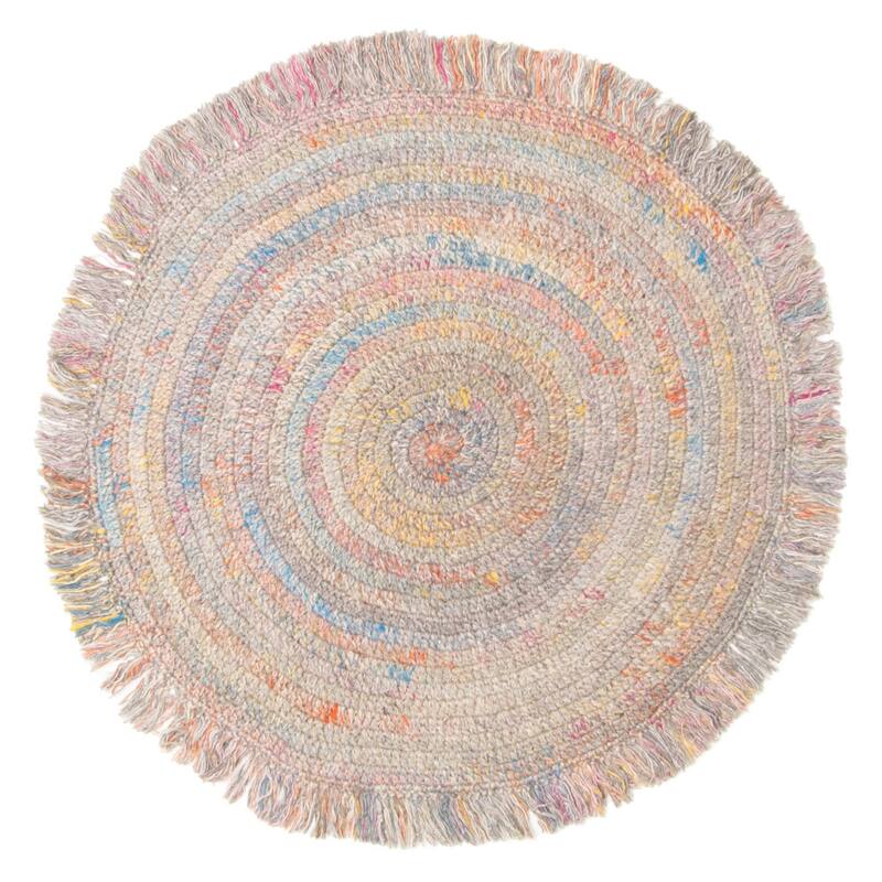 ECARPETGALLERY Braid weave Sienna Grey Wool Rug - 3'4 x 3'4