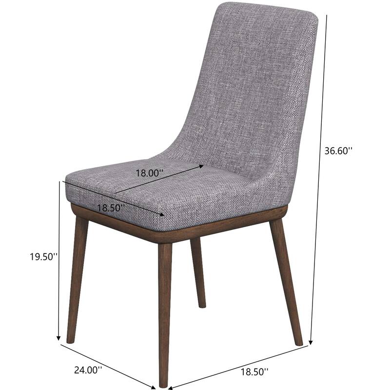 GDFStudio - Kate Modern Mid-Century Dining Chair with Curved Backrest & Upholstered Seat, Set of 2 - 24"