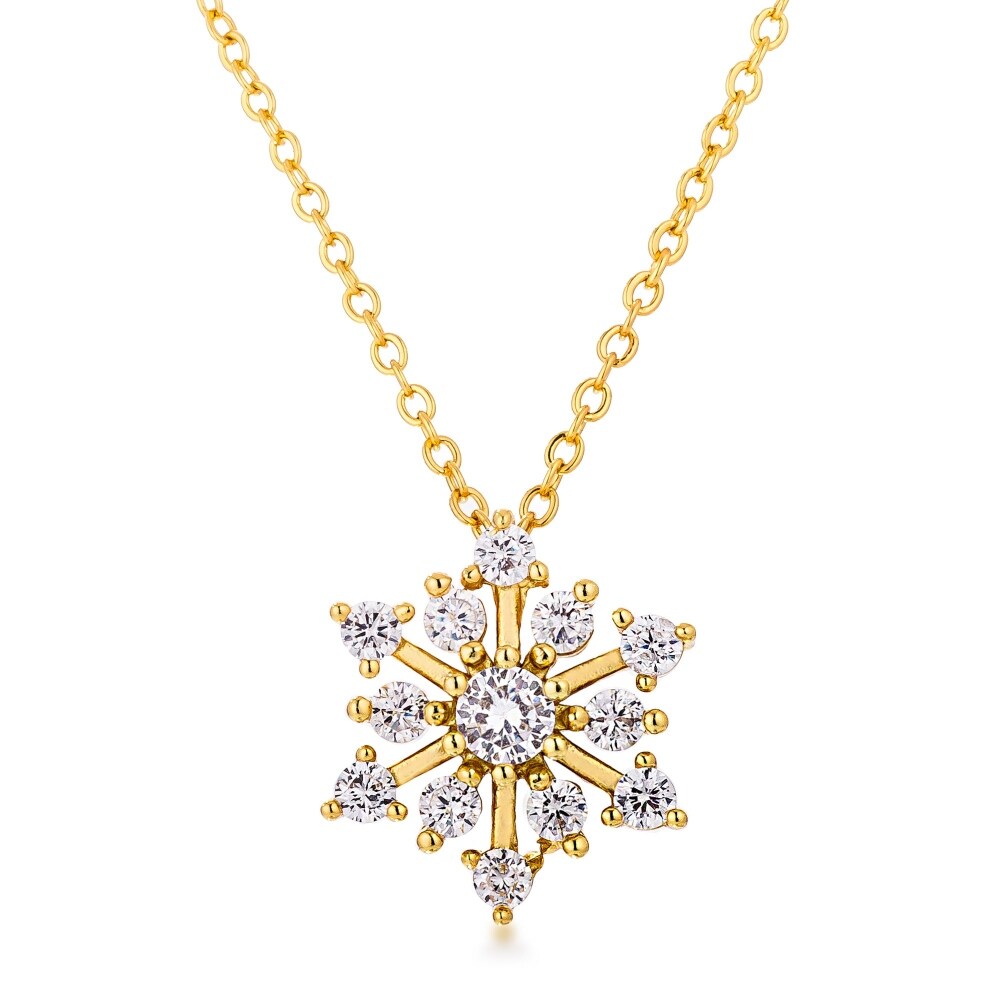 Contemporary Cubic Zirconia Snowflake Necklace - Bed Bath