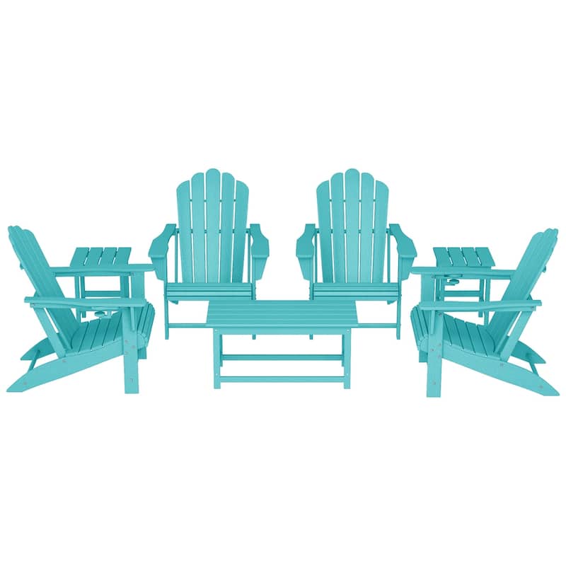 Aderson Outdoor Poly Adirondack Conversation Lounge 7-Piece Set - Turquoise