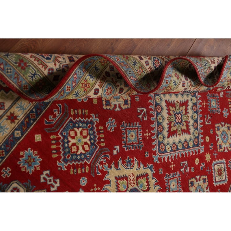 Red Kazak Oriental Area Rug Handmade Wool Carpet - 6'8" x 9'10"