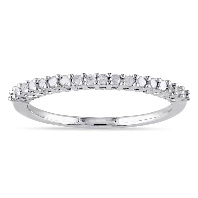 Miadora Sterling Silver 1/ 5ct TDW Diamond Thin Stackable Wedding Band (H-I, I2-I3)