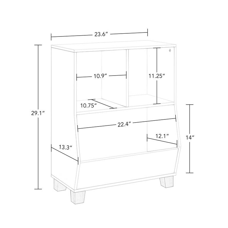 RiverRidge Kids Catch-All 24in Toy Storage Organizer with 2 Cubbies and 2 Storage Compartments - with Optional Bins