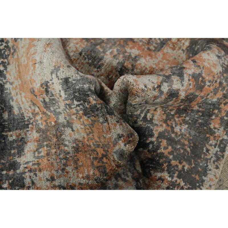 Hand Knotted Oriental Viscose Silk Carpet Modern Abstract Multi-Colored Abstract Area Rug - 9' 10'' X 8' 2''