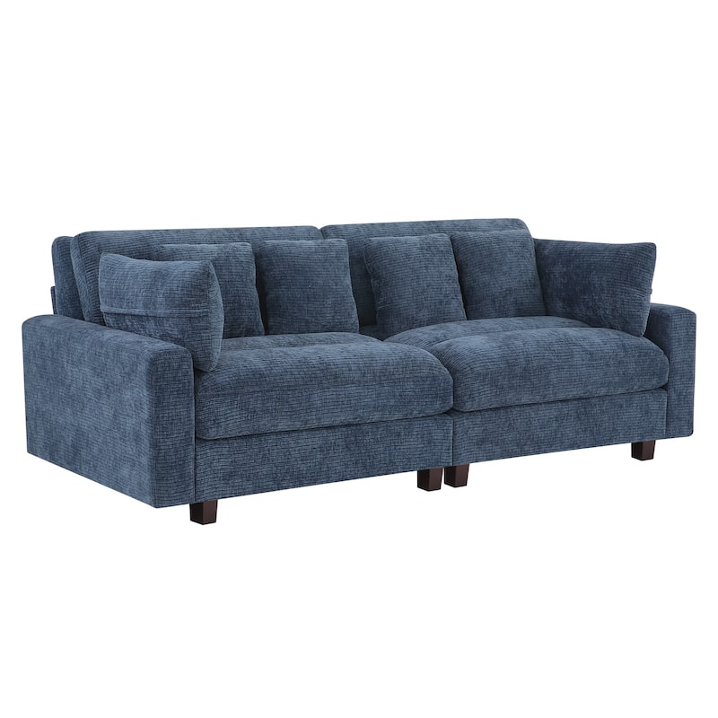 89In Comfy Couch, 3 Seater Sofa With Wood Legs, Chenille Couch For Small Space,Apartment - 89"W X 44.1"D X 33.9"H