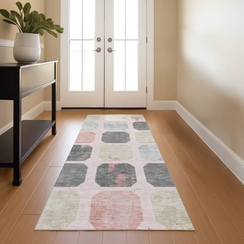 Premium Washable Super Soft Casual Contemporary Mayfield Rug - Blush - 2'3" x 7'6"