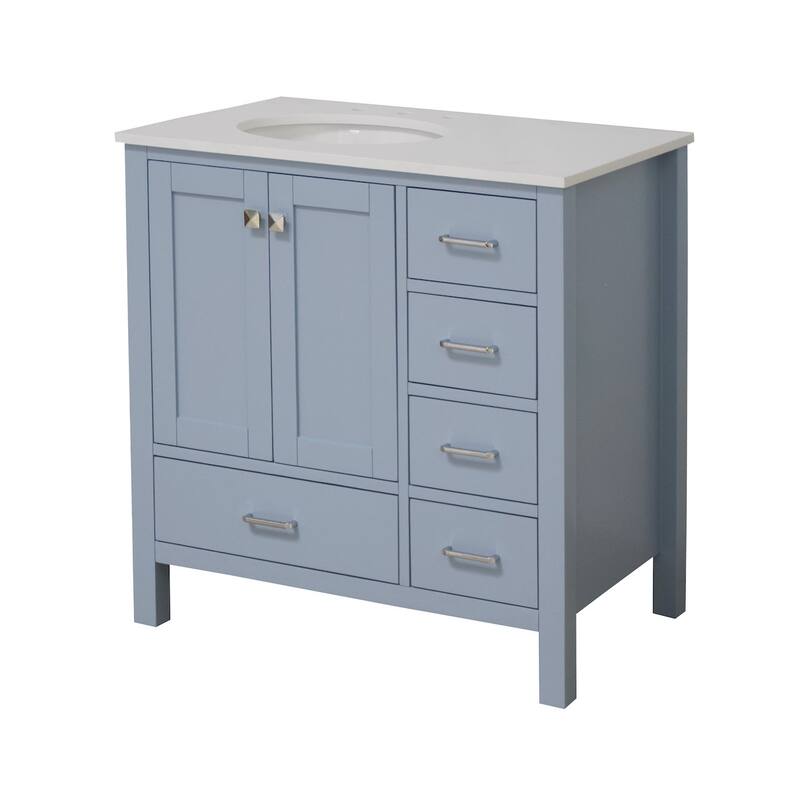 KitchenBathCollection Horizon 36" Bathroom Vanity with Engineered White Top
