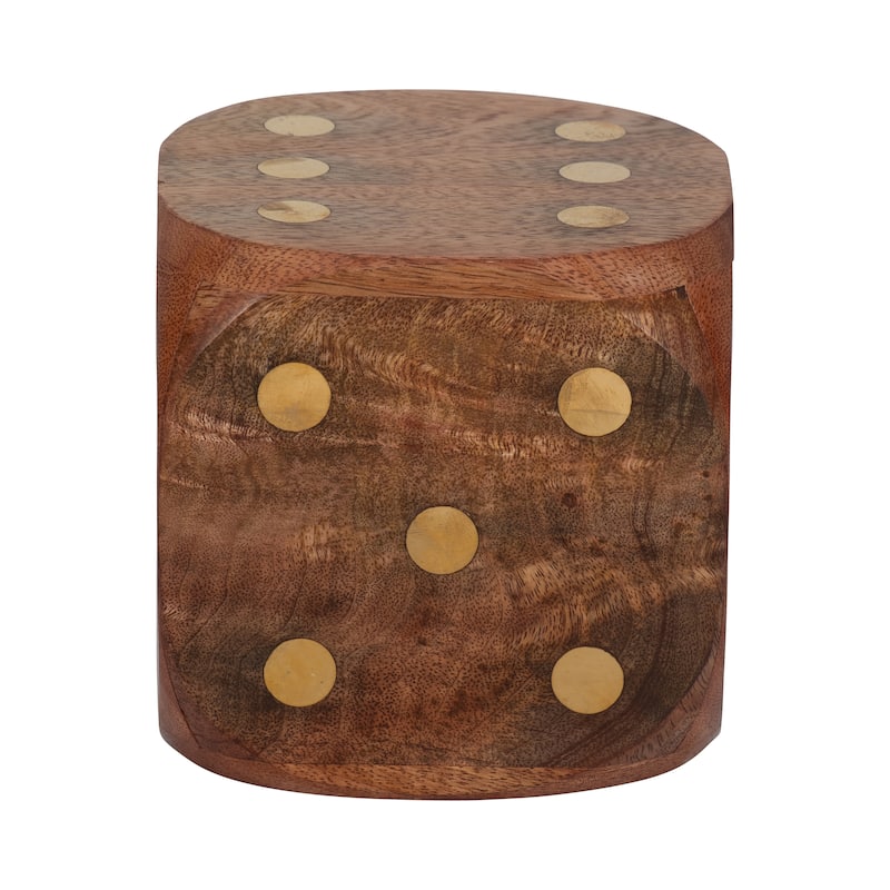 Sagebrook Home Wood, Dice, Antique Brown, Square, Solid Color