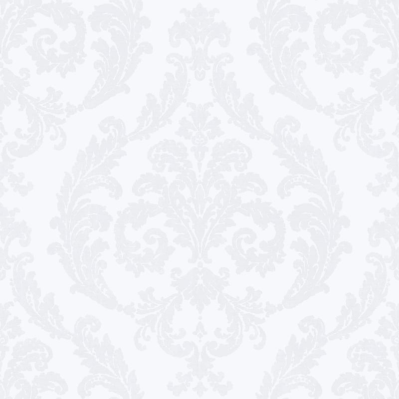 Galerie Wallcoverings Palazzo 2 Collection Silk Damask Vinyl on Non-woven Shimmer Wallpaper Roll - 33 feet x 21 inches - White
