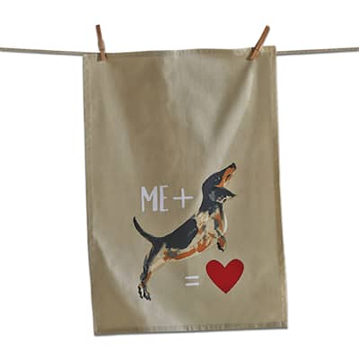 Me Plus Dog Beige Cotton Dishtowel Kitchen Textiles Everyday Use Machine Wash 13inH x 6.2inL x 0.2inW