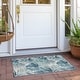 preview thumbnail 38 of 50, Machine Washable Indoor/ Outdoor Coastal Palm Chantille Rug Teal - 1'8" x 2'6"