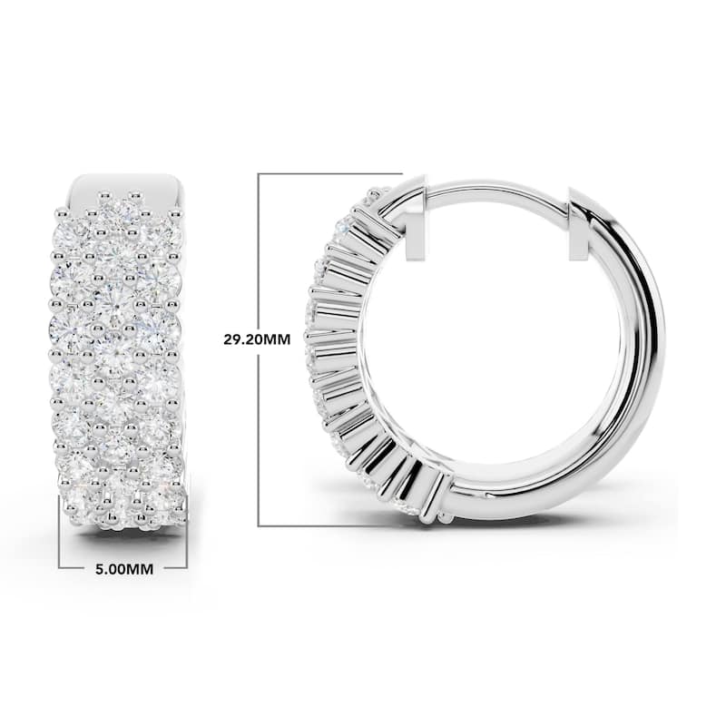 Vault Classics 1.00ct TW Natural Diamond 3-Row Hoop Earrings (I VS2)