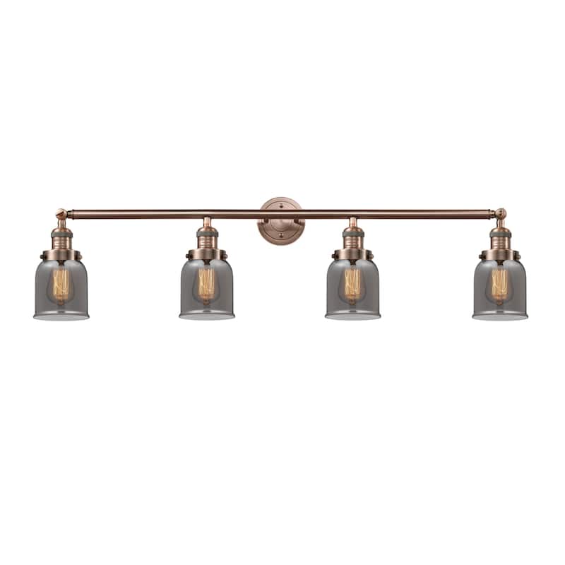 Innovations Lighting Small Bell 4 Light 43" Wide Bathroom Vanity Light - Antique Copper / Plated Smoked