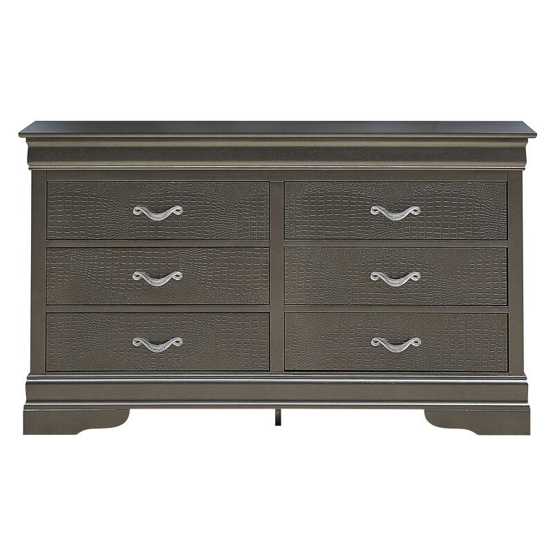 6 Drawer Metalic Black Bedroom Dresser