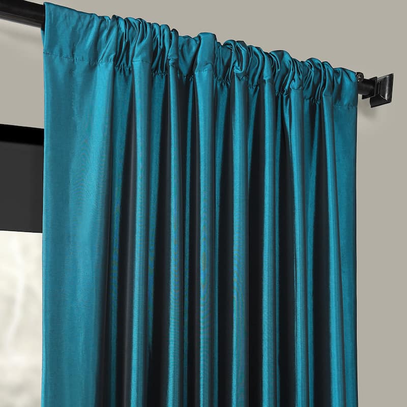 Exclusive Fabrics Solid Faux Silk Taffeta Mediterranean Curtain (1 ...