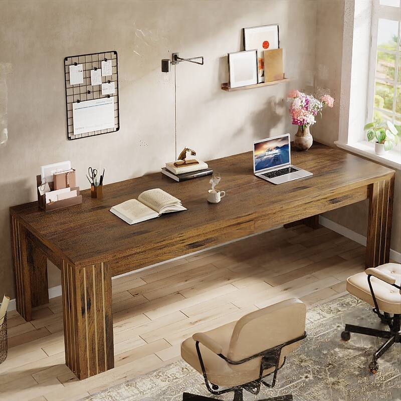 78.7-Inch Extra Long Computer Desk for 2 Person - Dark Brown
