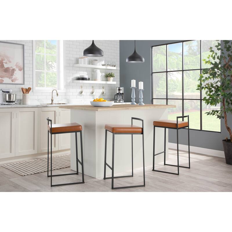 Porch & Den Forrest Contemporary Black Stackable Fully Welded Counter Stool (Set of 2)