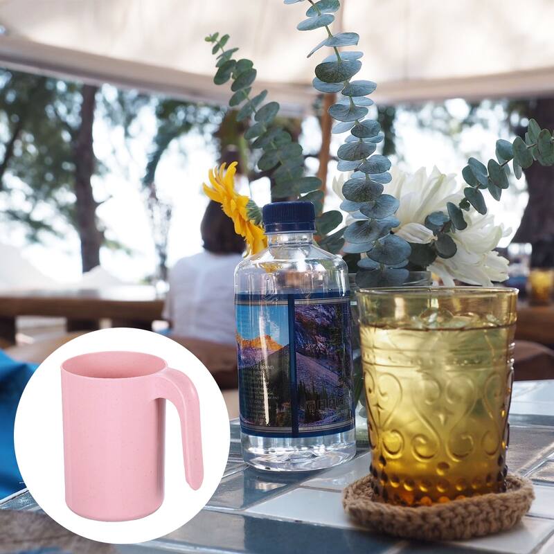 2Pcs Wheat Straw Cups, Unbreakable Reusable Water Tumbler with Handle