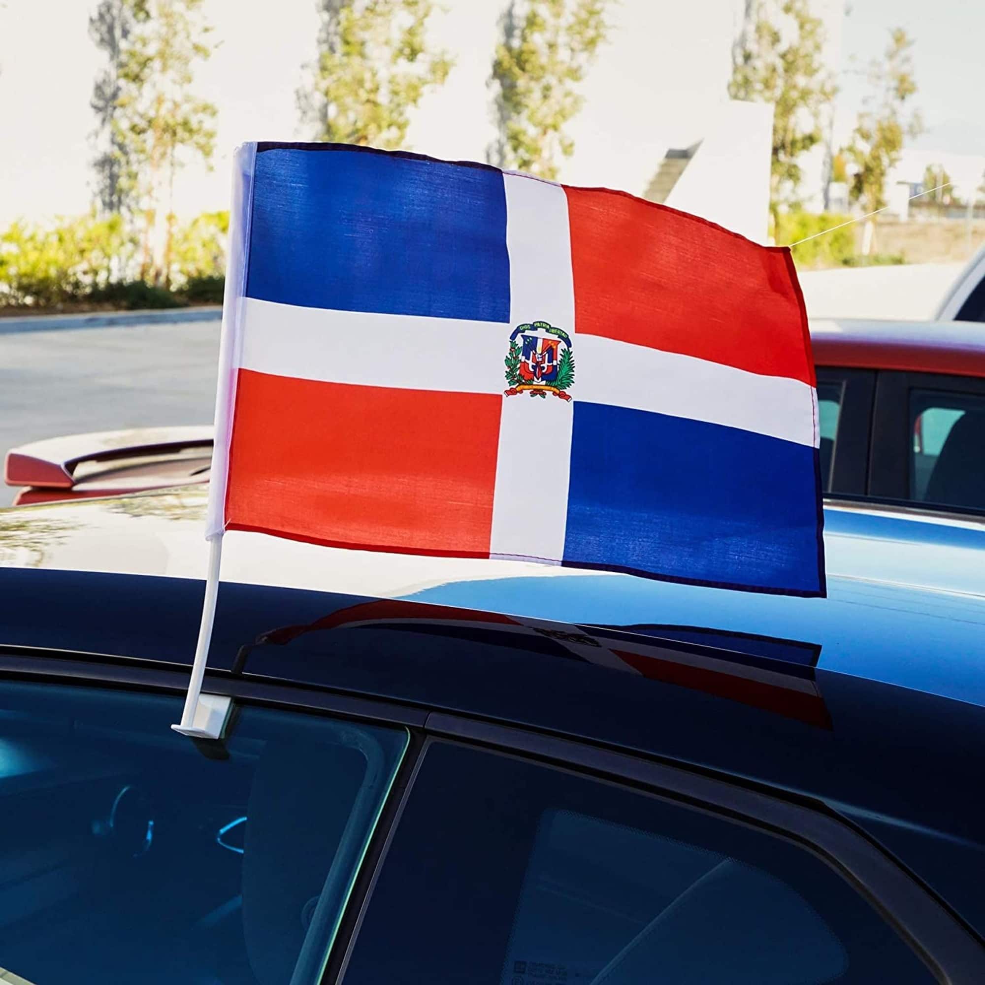 Okuna Outpost Dominican Republic Car Flags with Window Mount Clip (12 x ...
