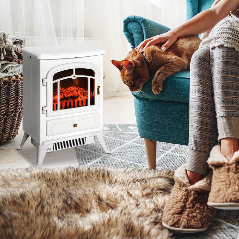 HOMCOM 1500W Portable Electric Fireplace Heater with 216 Sq. Ft. Radius