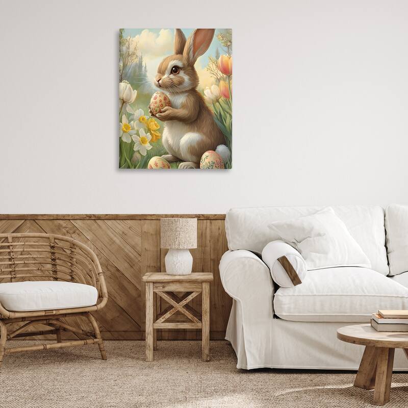 Stupell Easter Bunny with Painted Eggs Canvas Wall Art Design By Franklyn Gregory
