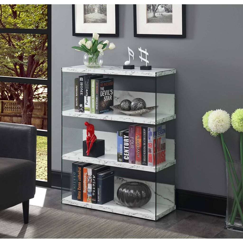 Convenience Concepts SoHo 4 Tier Glass Wide Bookcase