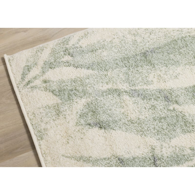 Flynn Collection - Cream/Green Palm Branch Rug