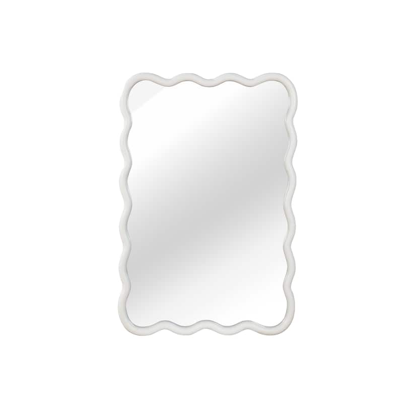 20"x30" Wavy Rectangle Solid Wood Frame Decorative Mirror
