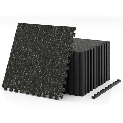 Costway 12/24 PCS 0.79” Thick Rubber Top Exercise Mat 48 Sq Ft